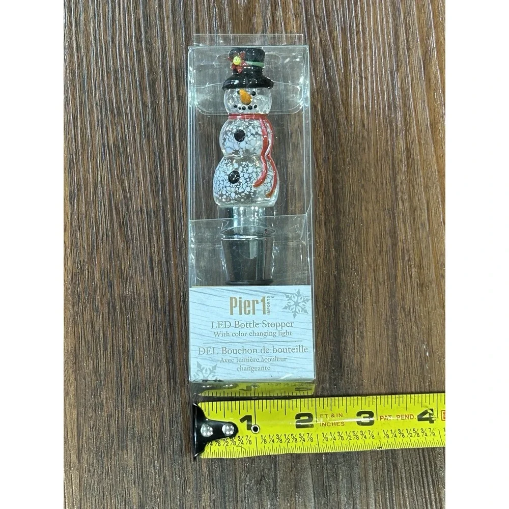Pier 1 imports LED Bottle Stopper Snowman W/Color Changing Light